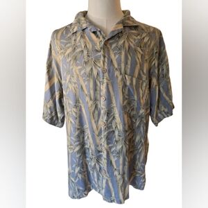 Jamaica Jaxx Men's Silk Shirt Bamboo Print Size Large